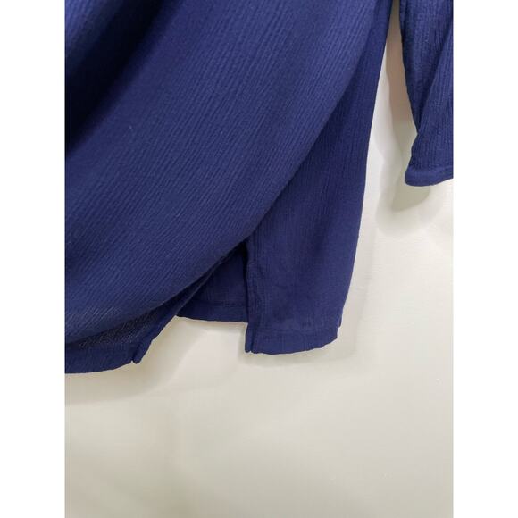 Cathy Daniels Embroidered High Low Tunic Blouse Navy Blue Women's Plus Size 2X - Picture 6 of 10